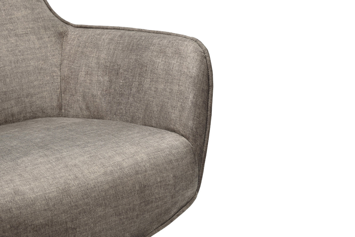 Sessel VOGUE 360° drehbar Samt Taupe mit schwarzem Metallgestell