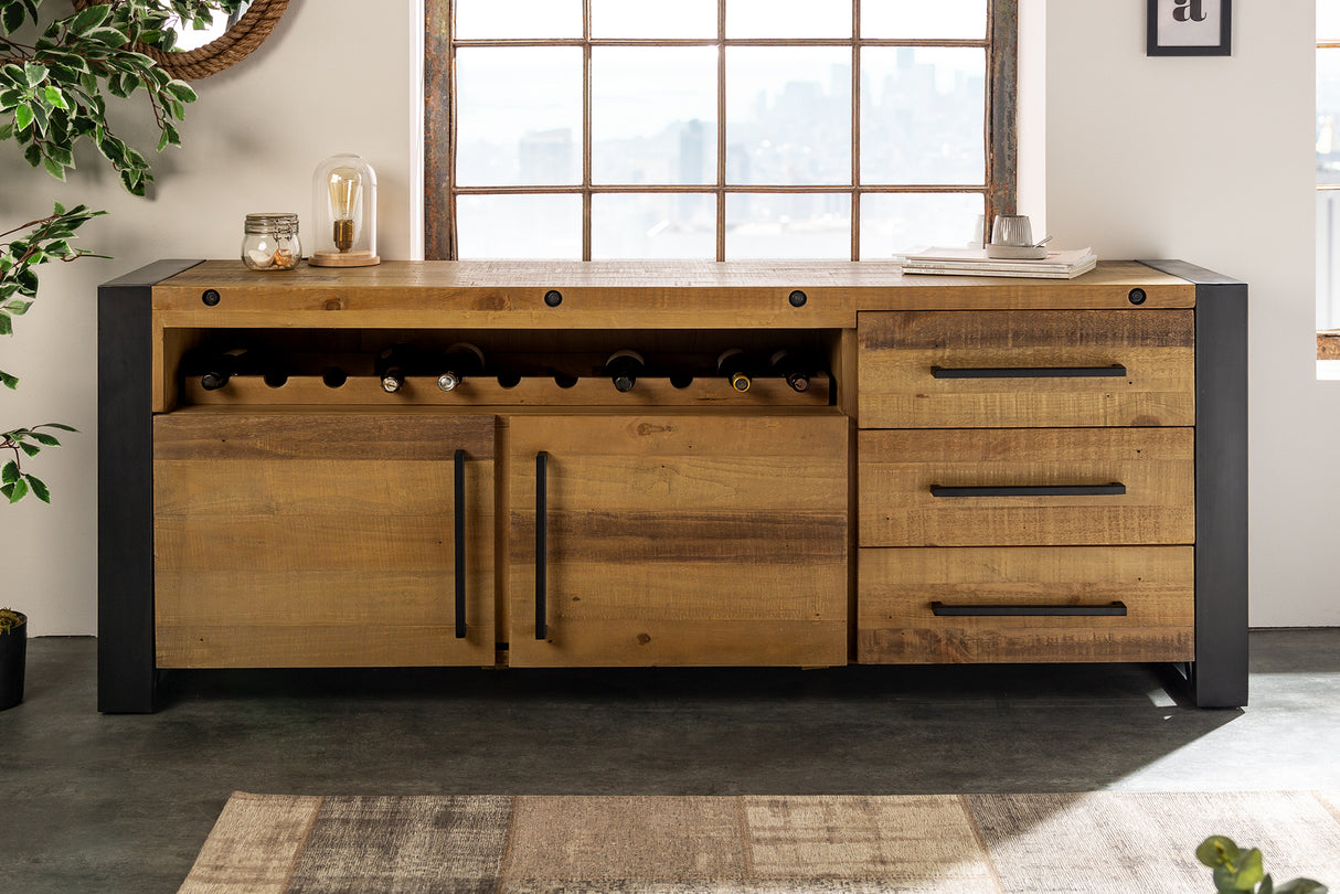 Sideboard THOR 195cm pine wood vintage brown