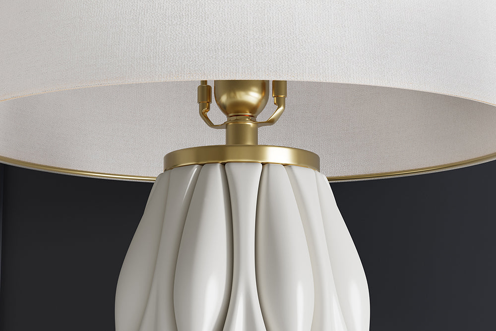 Table lamp ELEGANCIA 65cm white lampshade ceramic white golden