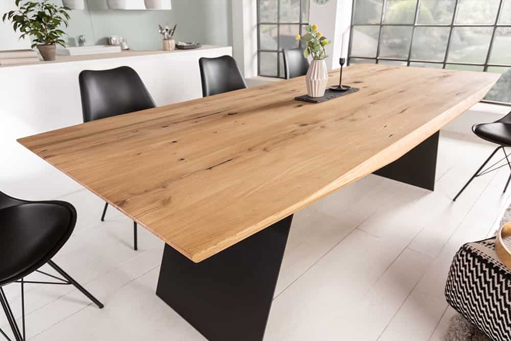 Dining table GRAND OAK 240cm wild oak wood and powder coated metal