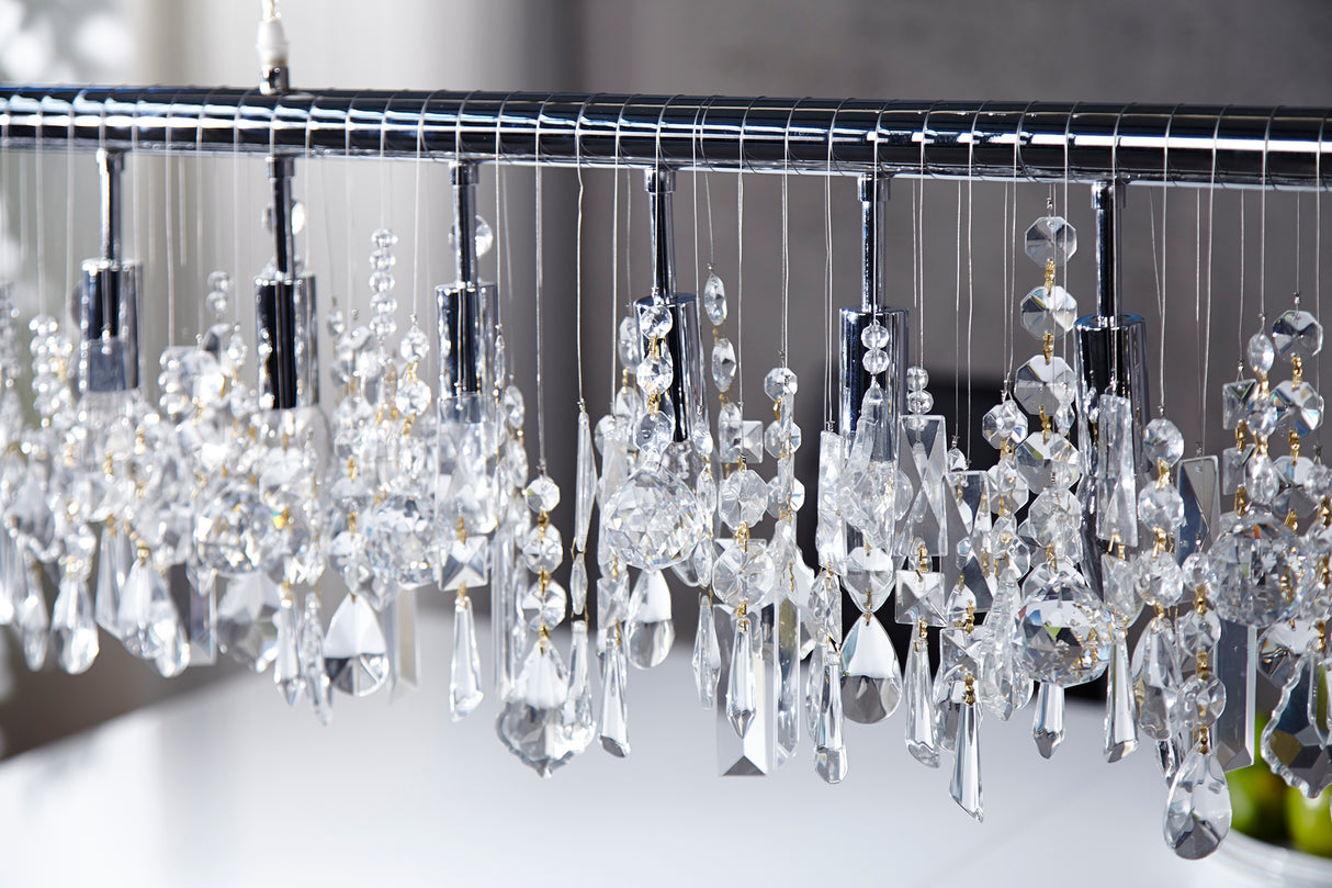 Pendelleuchte DIAMONDS 120cm 9 flammig silber