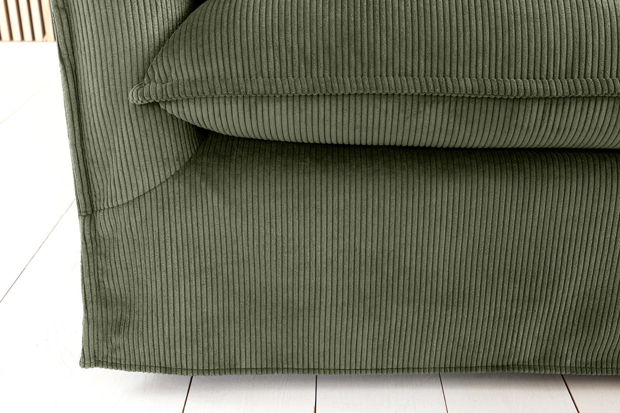 Sofa HEAVEN 200cm 3-seater spring core removable cover cord green