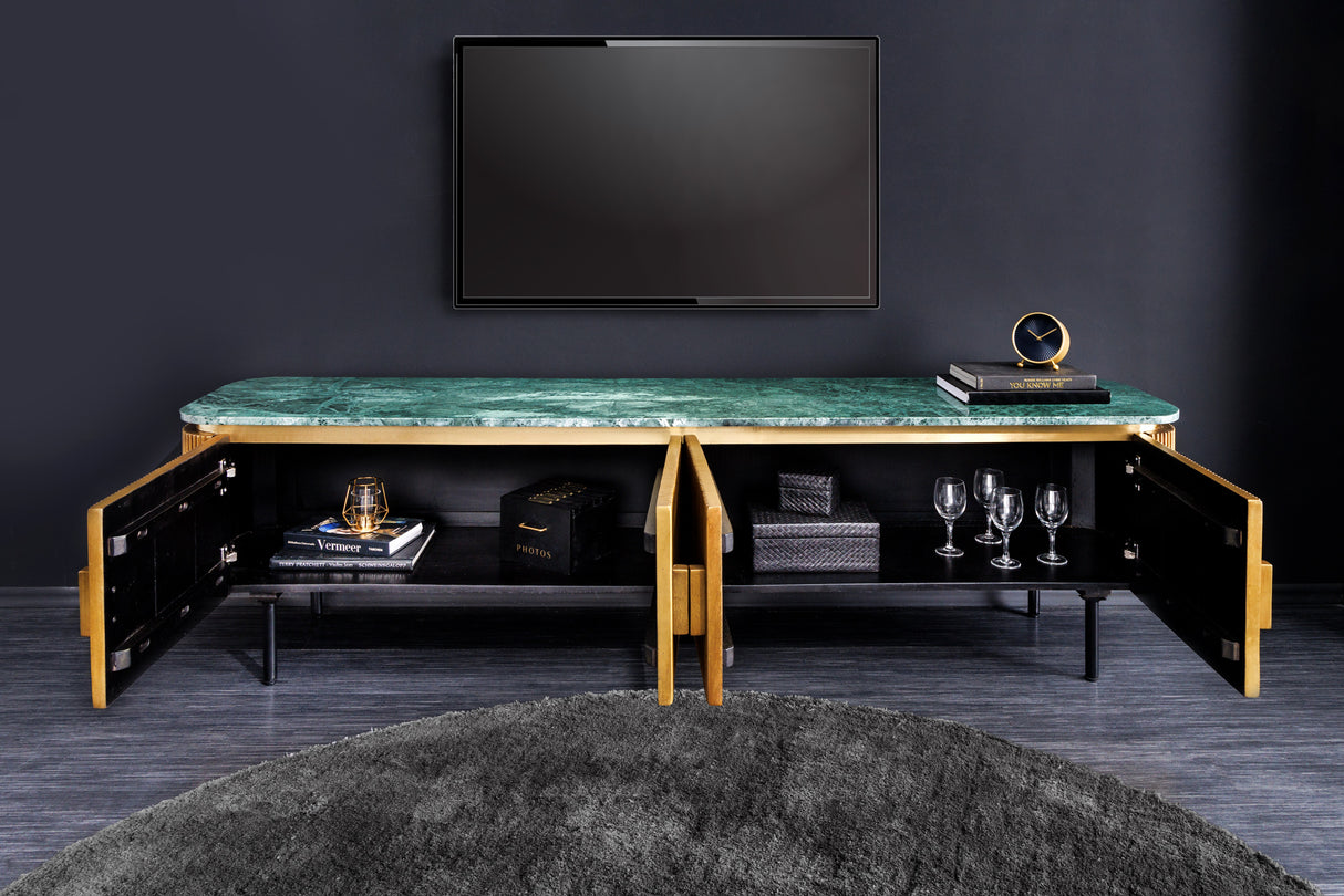 TV-Board VENEZIANO 160cm Mangoholz und Marmorplatte