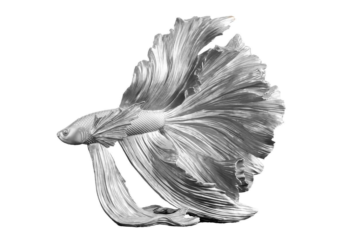 Decoration fish CROWNTAIL 35cm polyresin silver