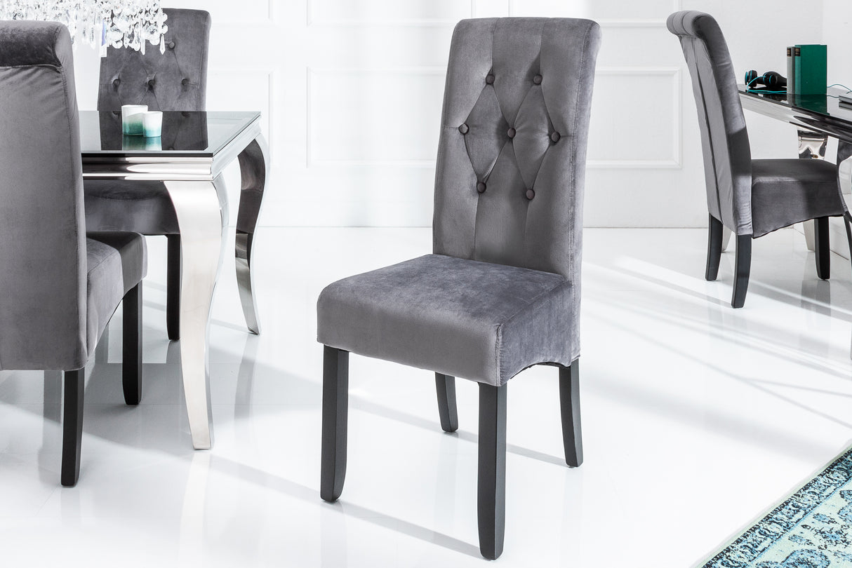 Stuhl CASA mit Nackenrolle Samt grau