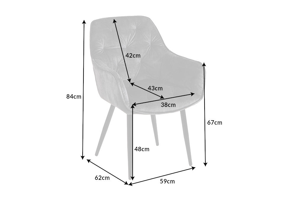Chair MILANO with armrests velvet grey green