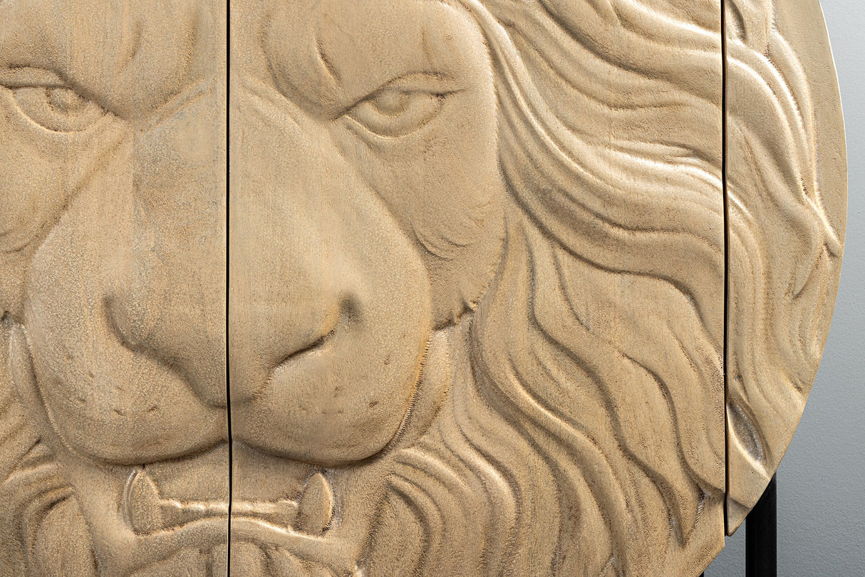 Highboard LION 140cm 3D mango wood white frame black