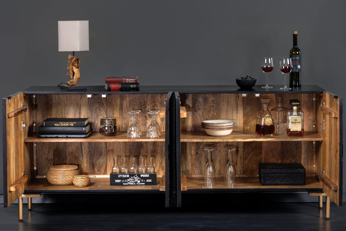 Sideboard MANDALA 160cm Mangoholz braun schwarz