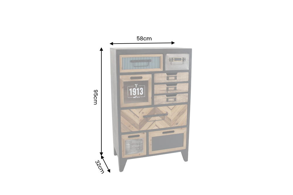 Sideboard SECRETS 95cm Kiefernholz Vintage Braun