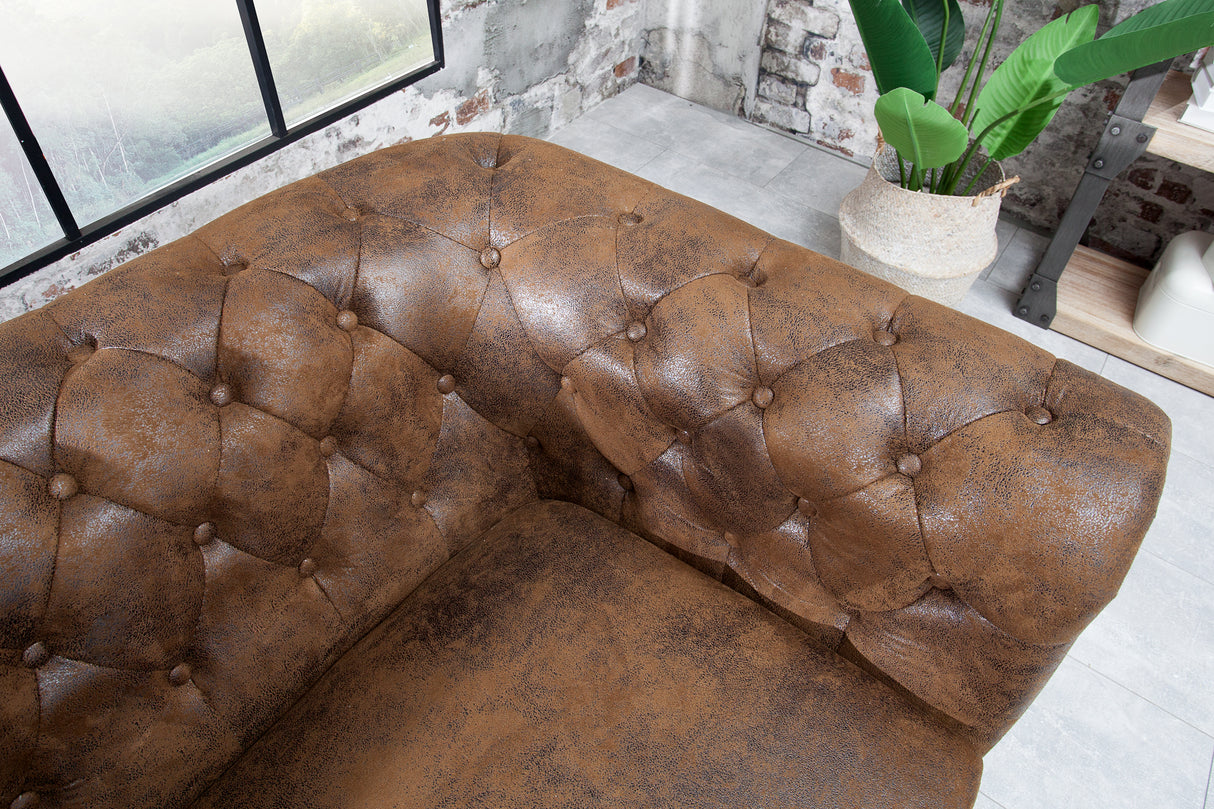 Sofa CHESTERFIELD 3-seater antique look brown