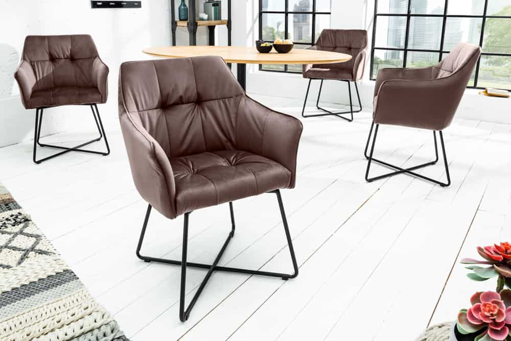 Chair LOFT with armrests velvet taupe brown