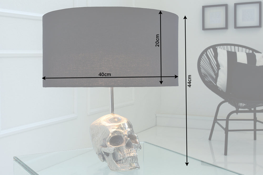Tischleuchte SKULL 44cm Leinenschirm schwarz