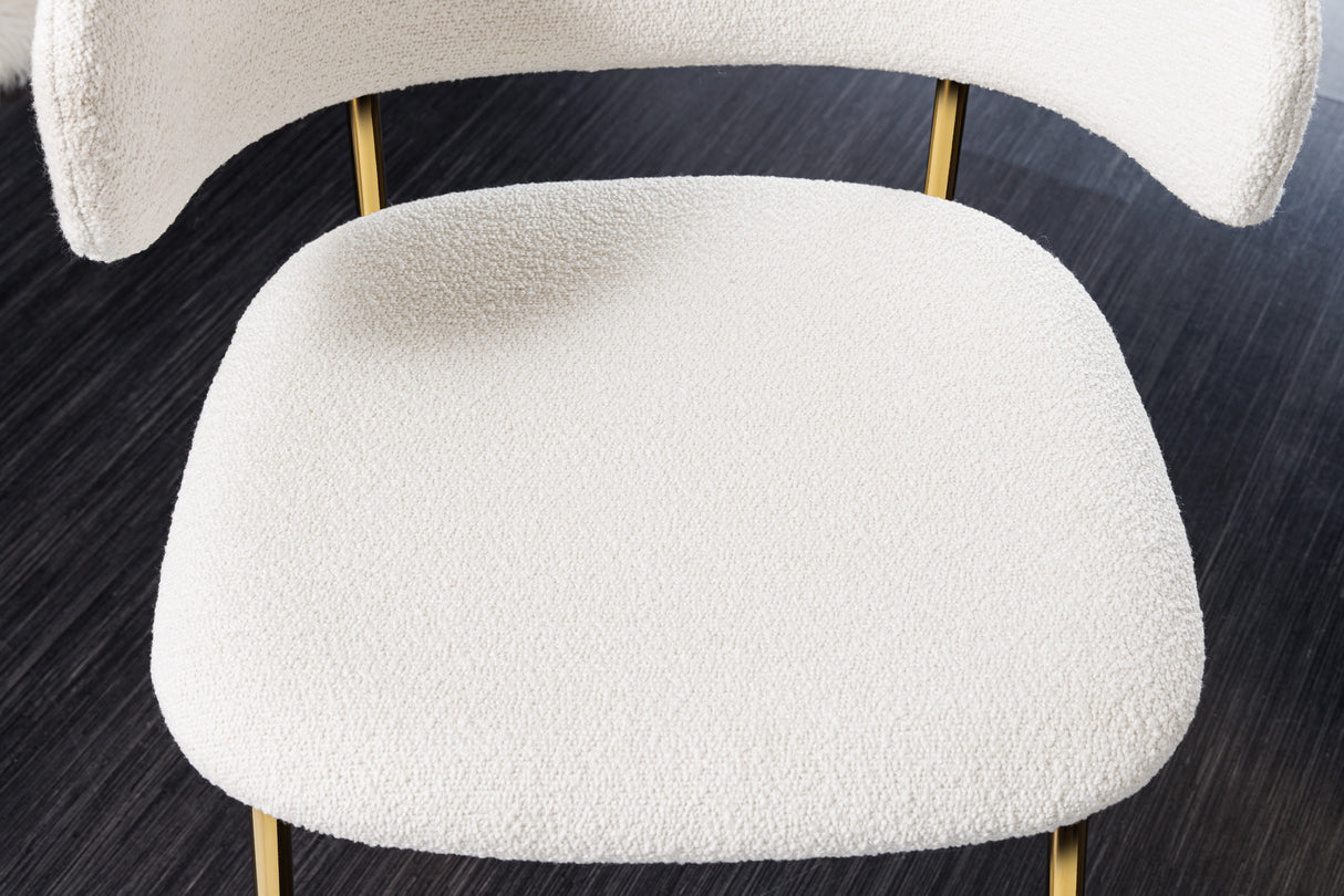 Chair TRACY ALPINE bouclé white golden legs