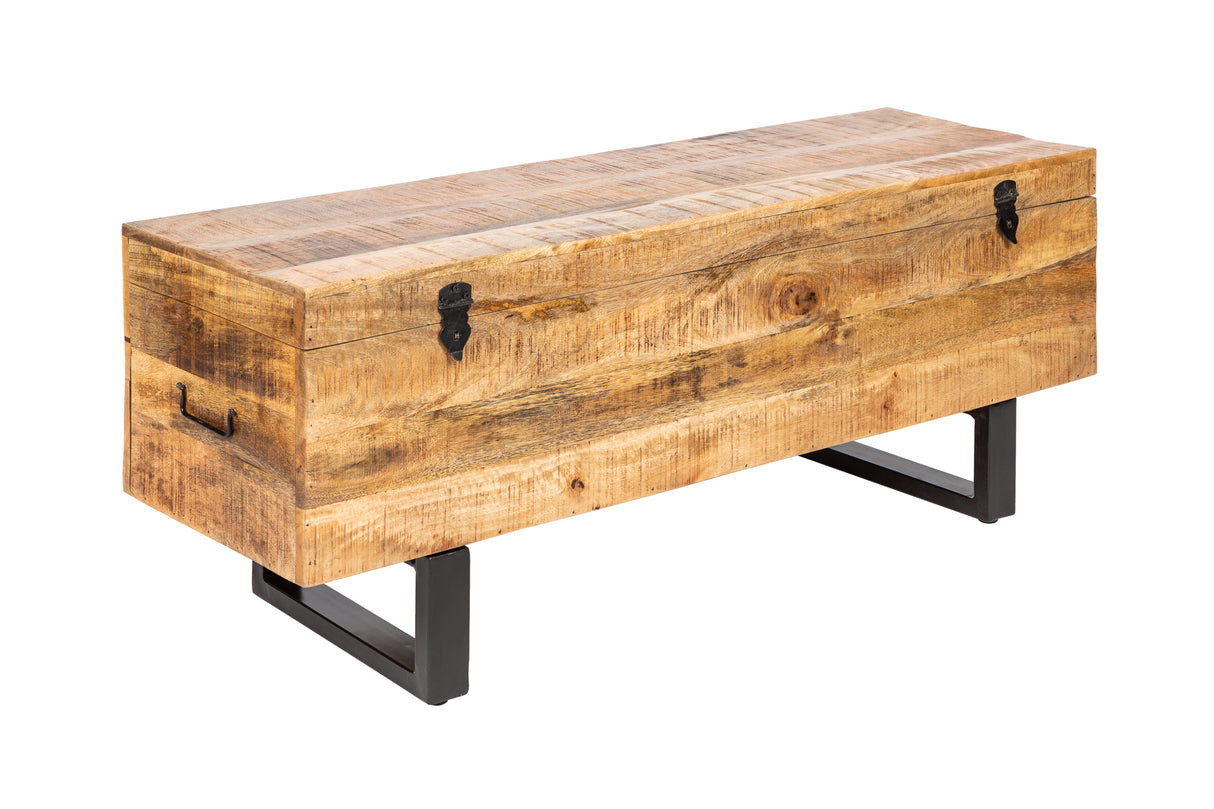 Sitzbank Garderobenständer FACTORY LOFT 115cm Mangoholz natur