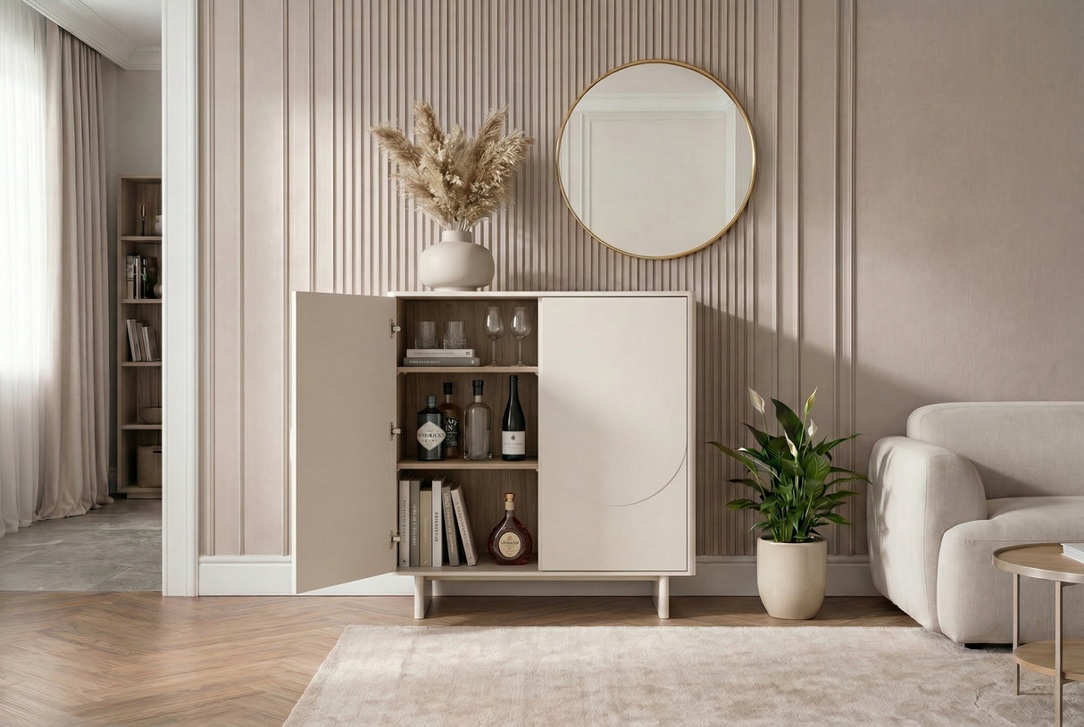 Highboard SAVOY 130cm 3D w/ white marble ceramic top