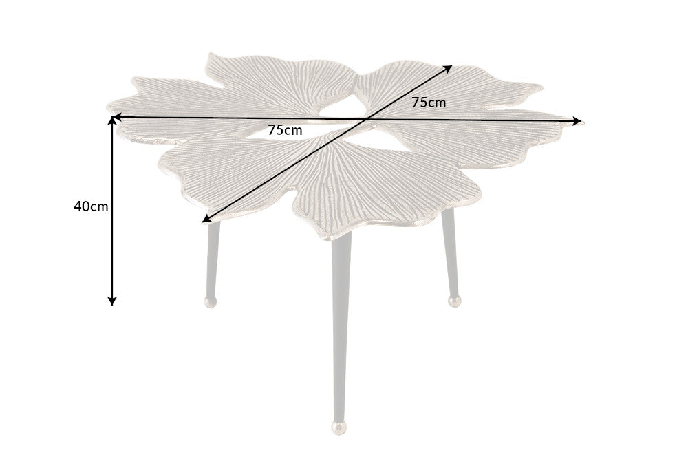 Couchtisch GINKGO LEAVES 75cm silber schwarz