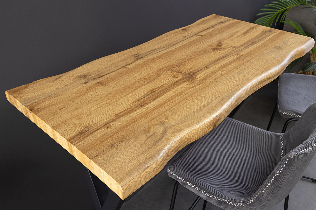 Bar table WILD 120cm table top 40mm X-legs wild oak look natural