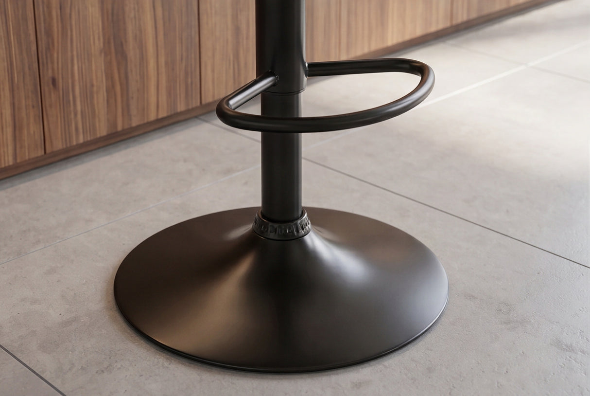 Barhocker CHICAGO 360° 89-111cm Pappel furniert Kunstleder schwarz braun