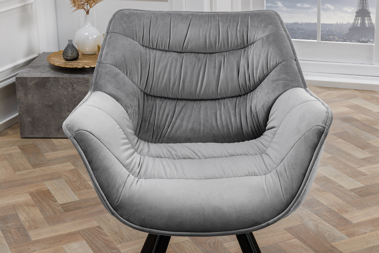 Chair THE DUTCH COMFORT with armrests velvet grey