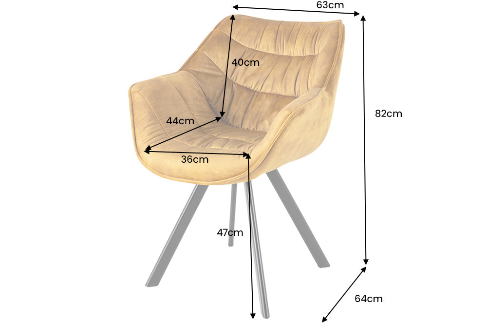 Sessel THE DUTCH COMFORT m. Armlehnen Samt senfgelb