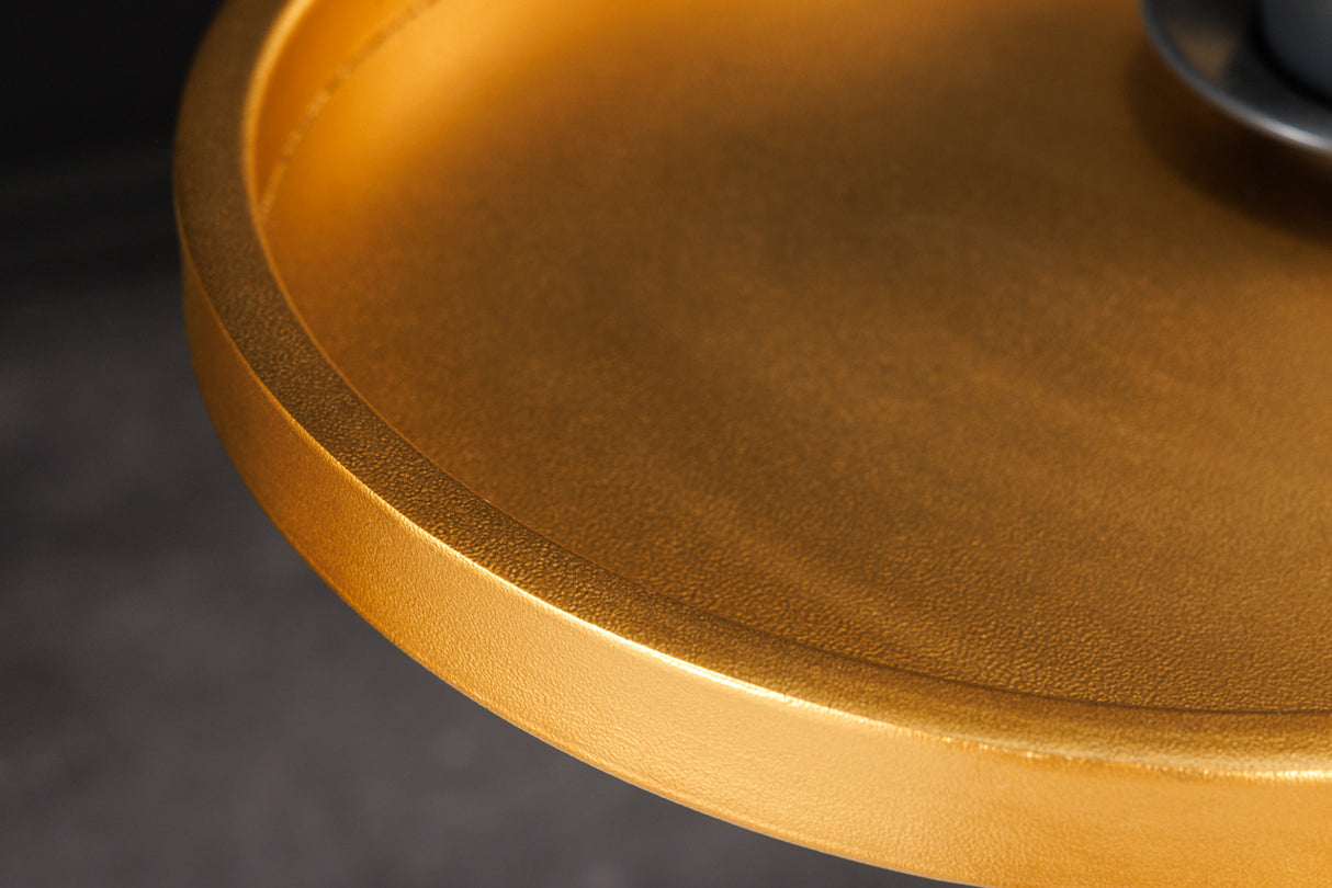 Beistelltisch TRAYFUL 60cm weißer Marmorsockel goldener Rahmen und Platte