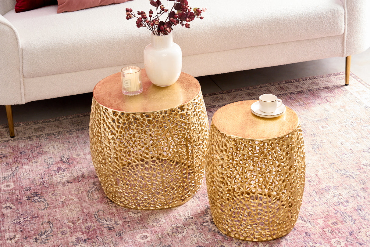 Coffee table LEAF 40cm set of 2 gold