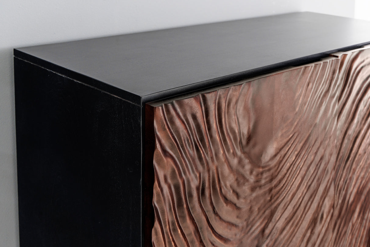 Highboard FLUID 110cm 3D acacia wood dark walnut brown