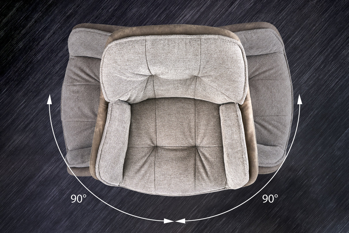 Swivel chair LOUNGER 180° with armrests microfibre vintage taupe
