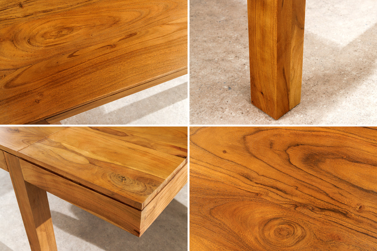 Dining table PURE 120-200cm extendable acacia wood 95mm natural honey finish