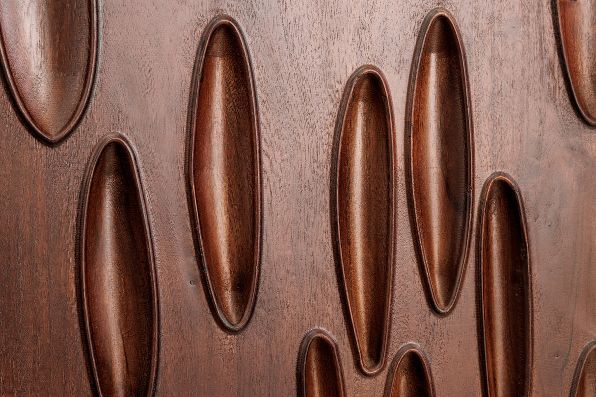 Highboard DUNE 120cm 3D acacia wood dark walnut brown