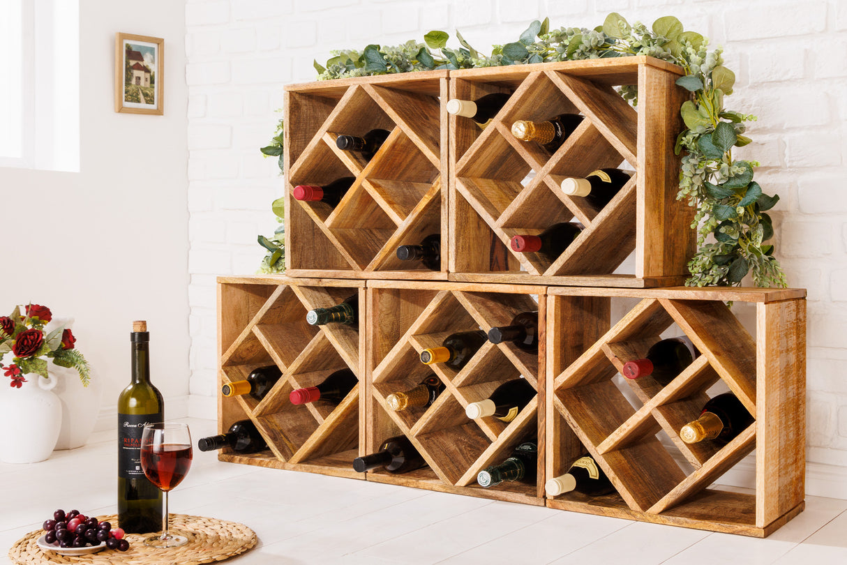 Wine shelf CUBUS 40cm for 8 bottles mango wood