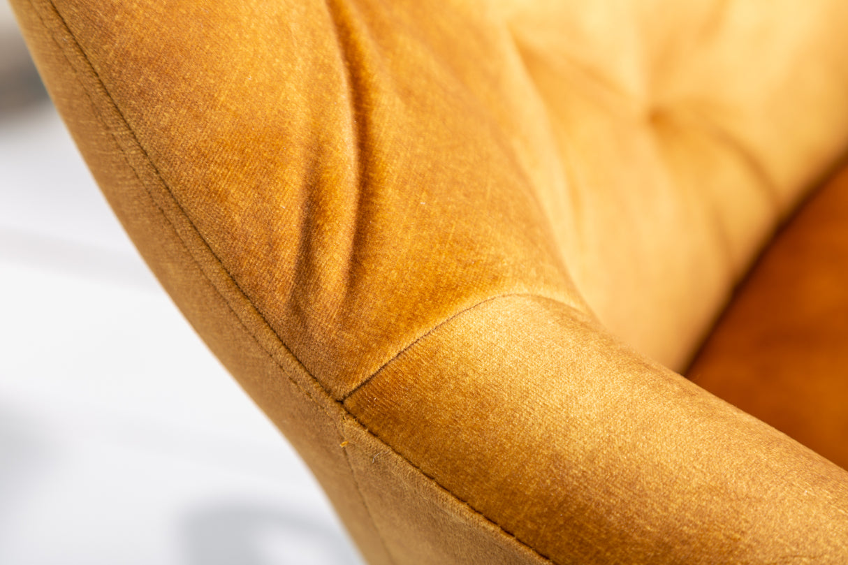 Bürostuhl THE DUTCH COMFORT 46-55cm mit Armlehne Samt senfgelb