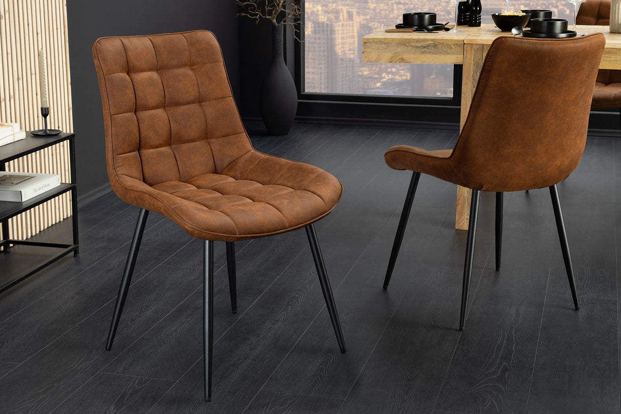 Stuhl ROADSTAR Microfaser cognac mit schwarzen Metallbeinen