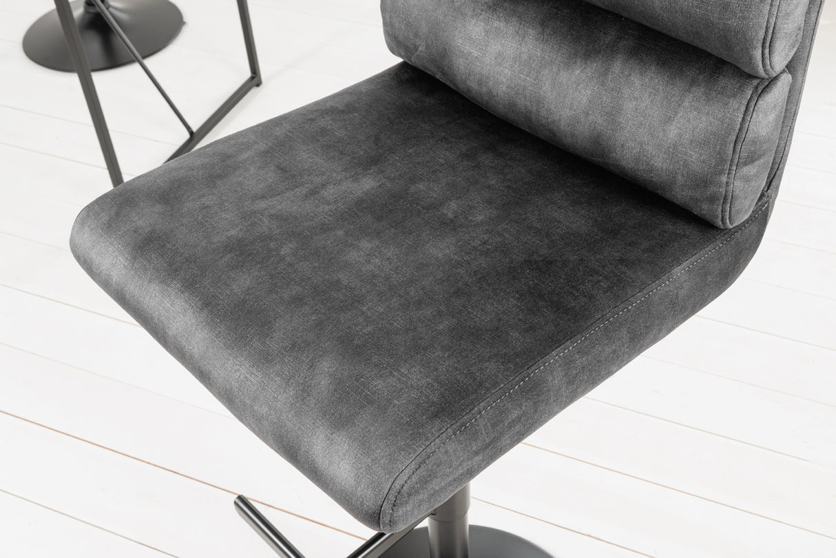 Bar stool COMFORT 64-85cm velvet dark grey