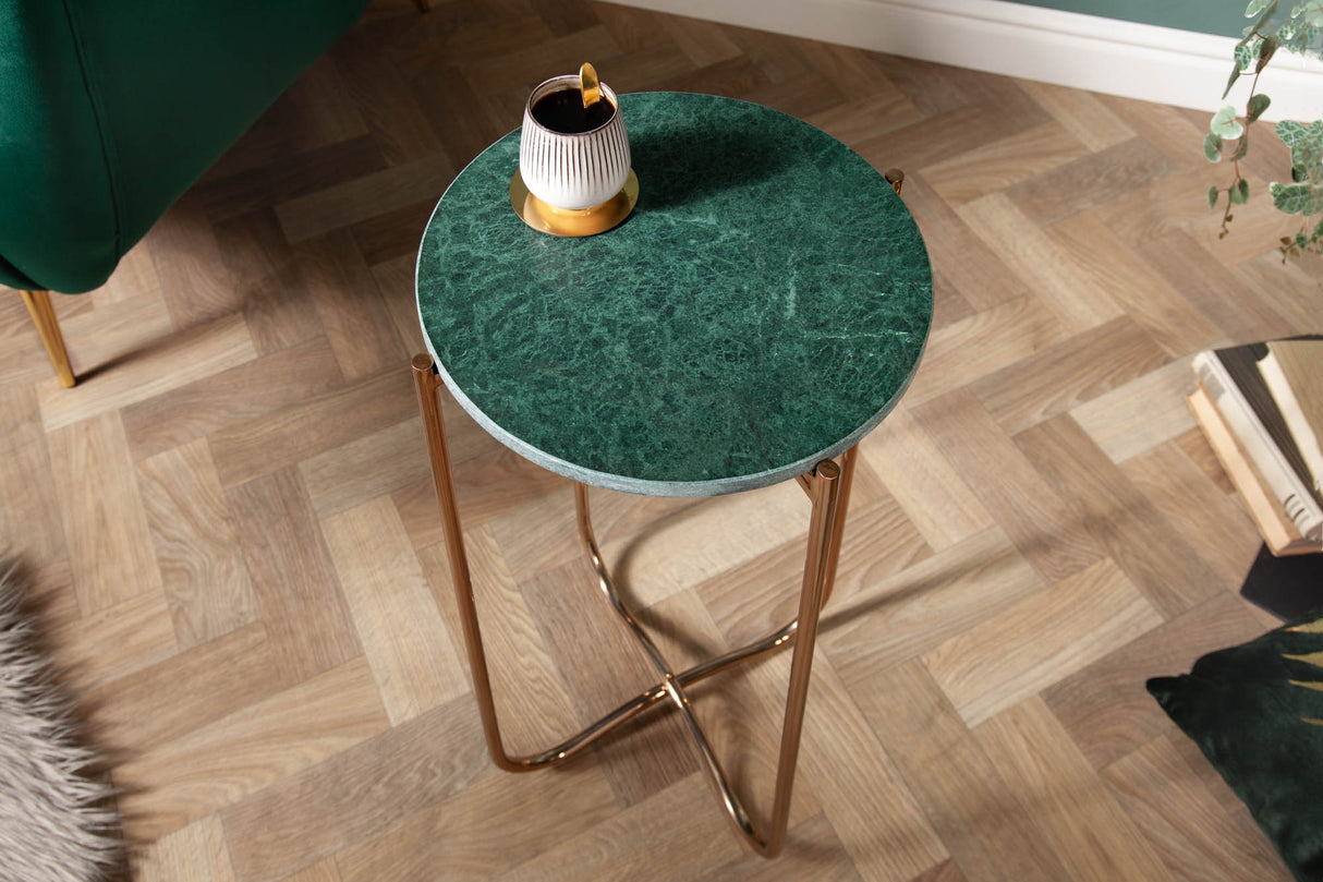 Side table NOBLE 35cm marble green w/ removable plate