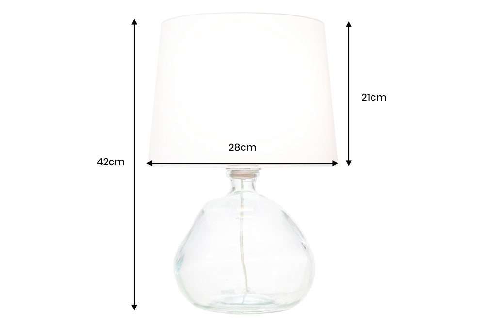 Tischleuchte CLASSIC 40cm weißer Lampenschirm Recyclingglas
