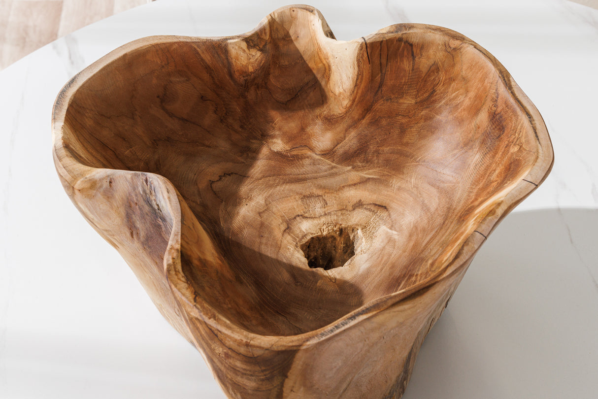 Dekoschale FLOWERS 35cm Teakholz natur