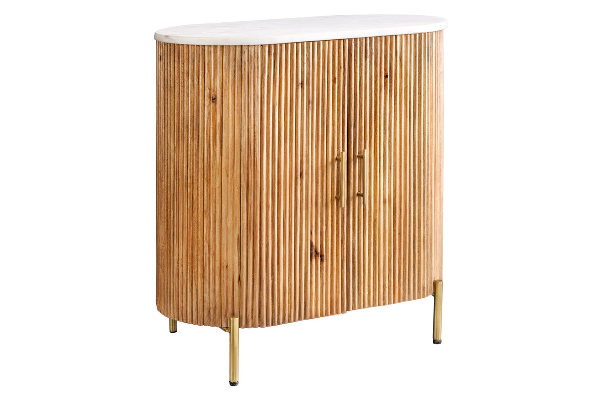 Sideboard TRES CHIC 70cm mango wood natural w/ white marble top and golden handles