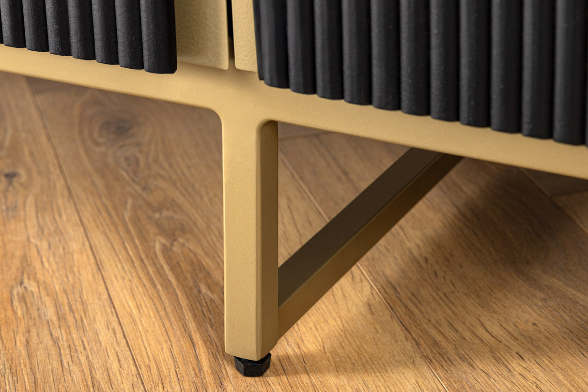 Sideboard GATSBY 160cm Retro-Stil Mango Schwarz Gold Handarbeit