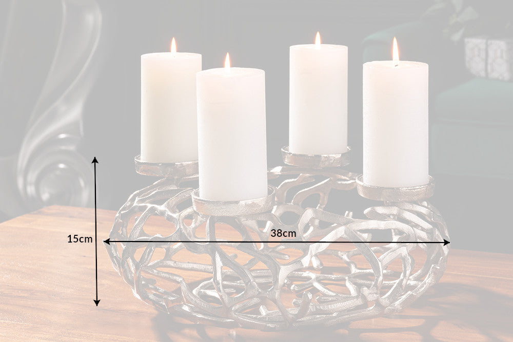 Candleholder ABSTRACT 38cm 4 flames silver