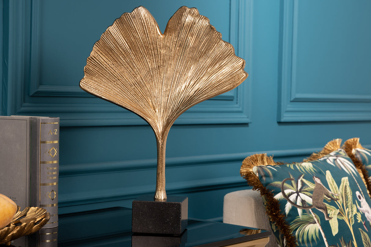 Deration Skulptur GINKGOBLATT 44cm gold