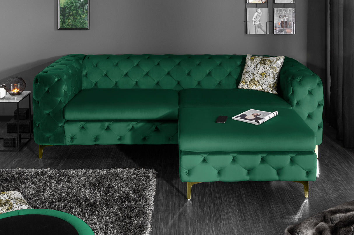 Sofa MODERN BAROCK 240 cm 3-Sitzer Samt Smaragd im Chesterfield-Stil