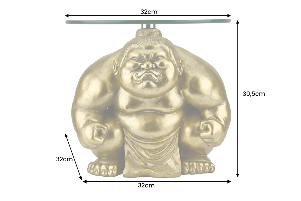 Beistelltisch SUMO 30 cm runder Glastisch gold
