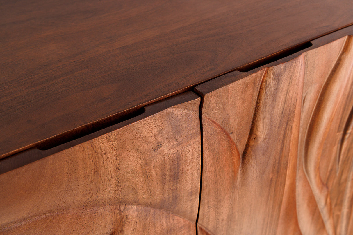 Highboard FLUID 120cm 3D acacia wood walnut brown