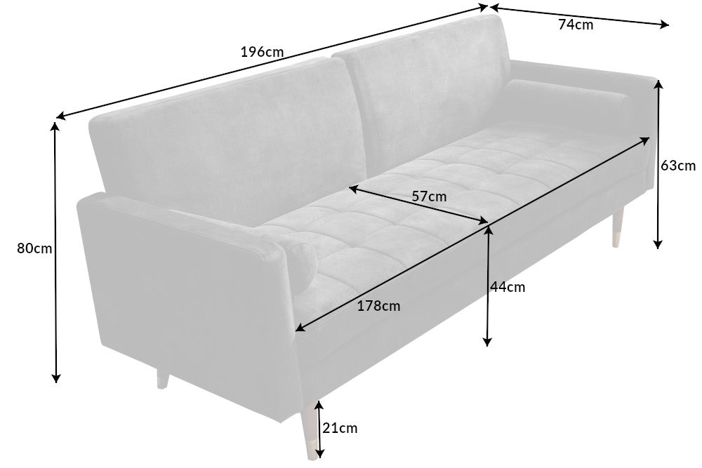 Schlafsofa COUTURE 200cm Microvelours grau