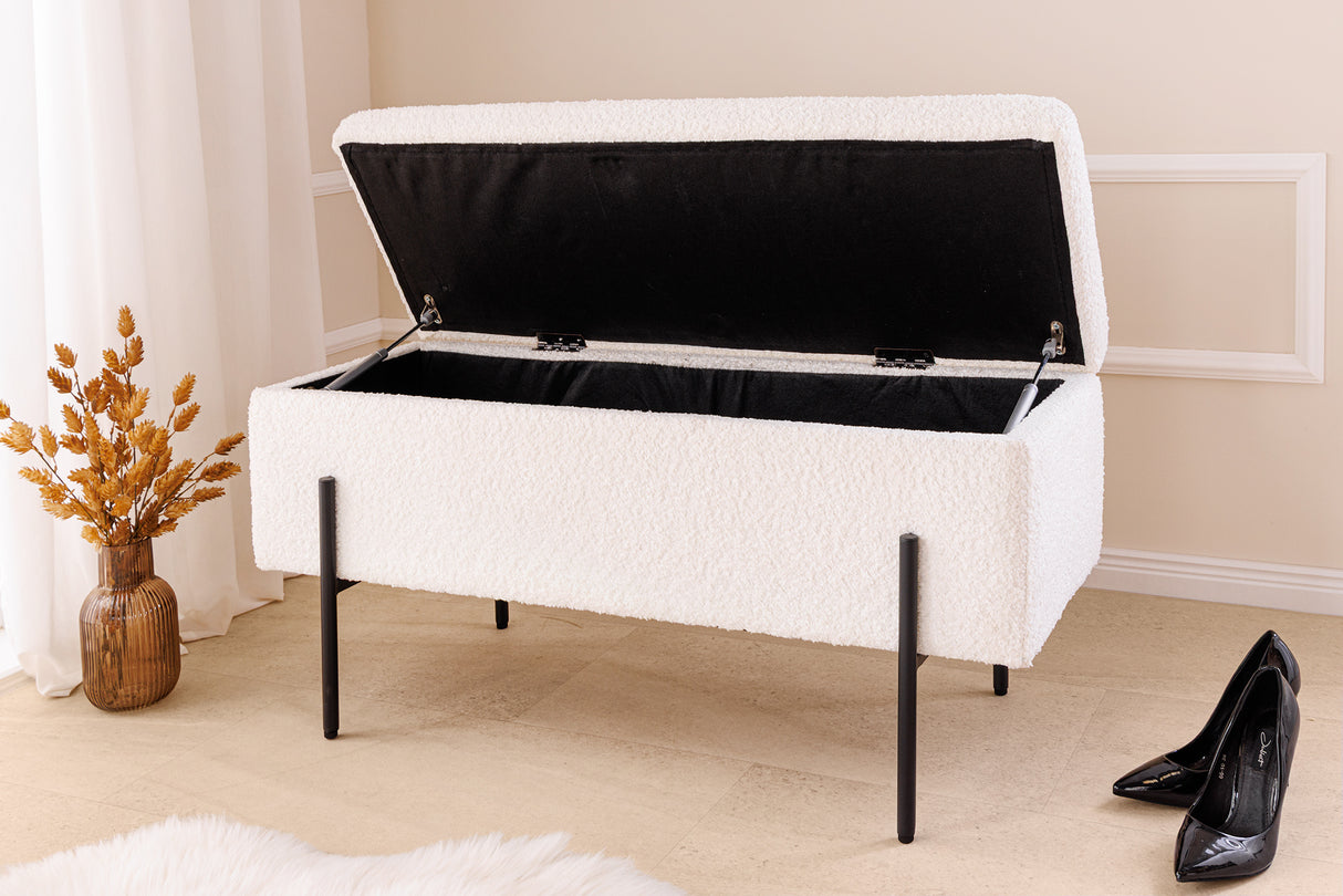 Bankspind LOFT 100cm Bouclé weiß