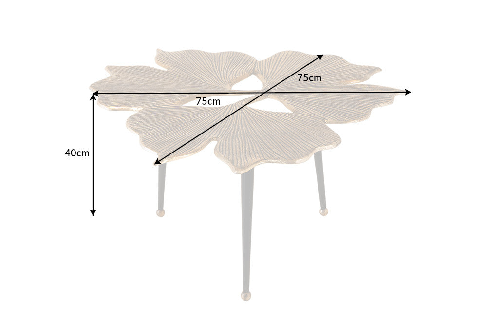 Couchtisch GINKGO LEAVES 75cm gold schwarz