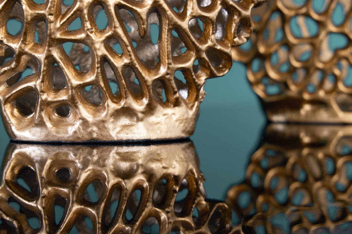 Vase ABSTRACT LEAF 30+40cm set of 2 gold