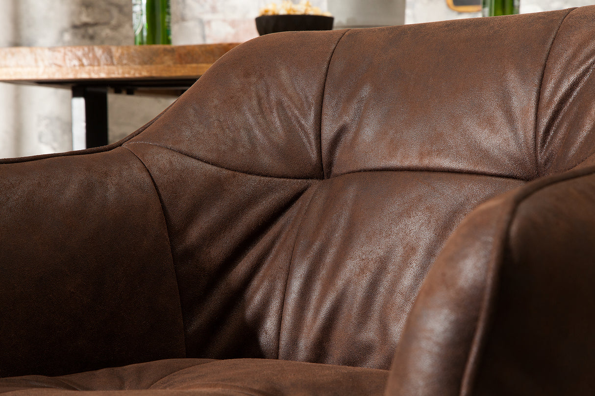 Barstuhl LOFT mit Armlehnen Mikrofaser antikbraun