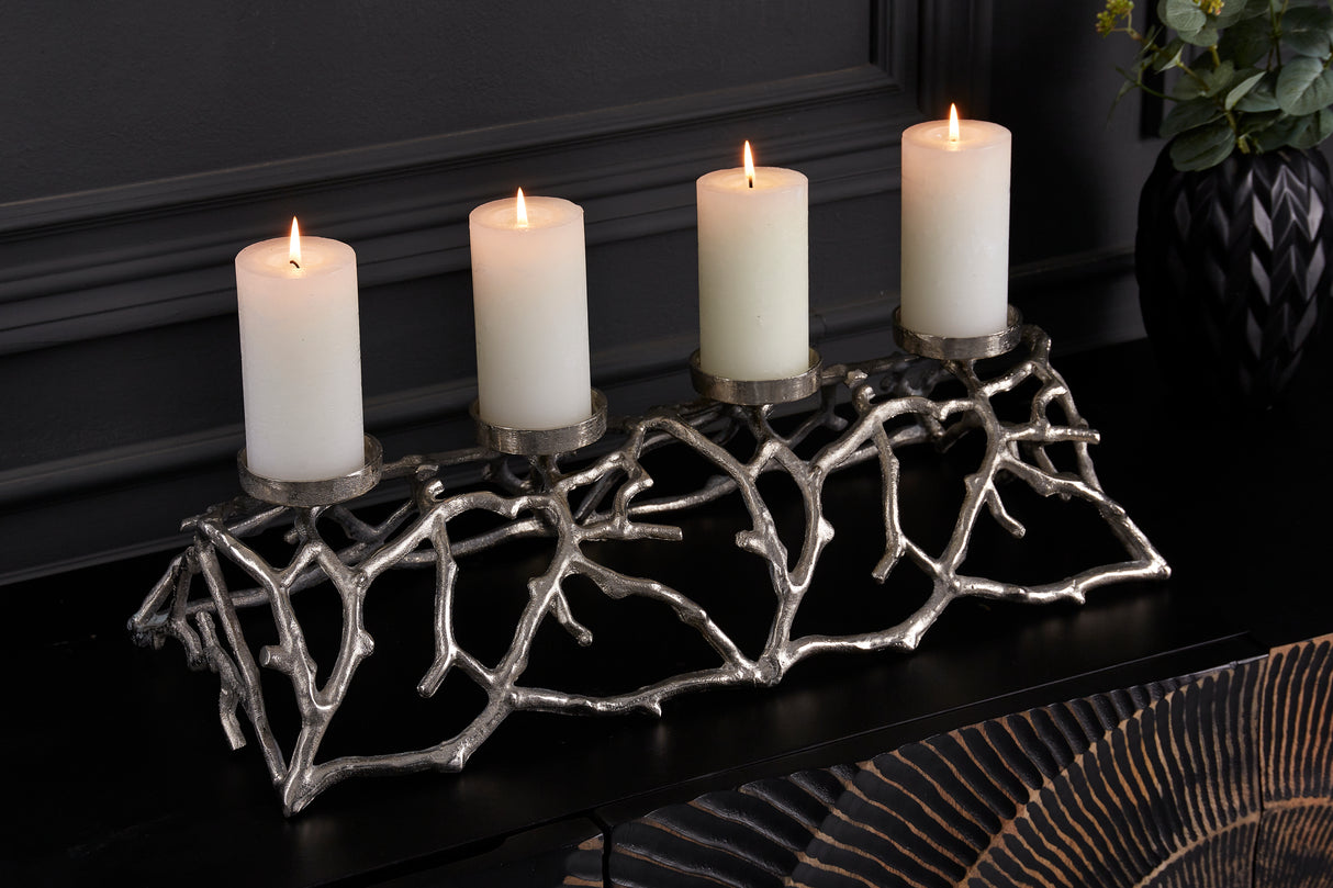 Candleholder ABSTRACT 60cm 4 flames silver